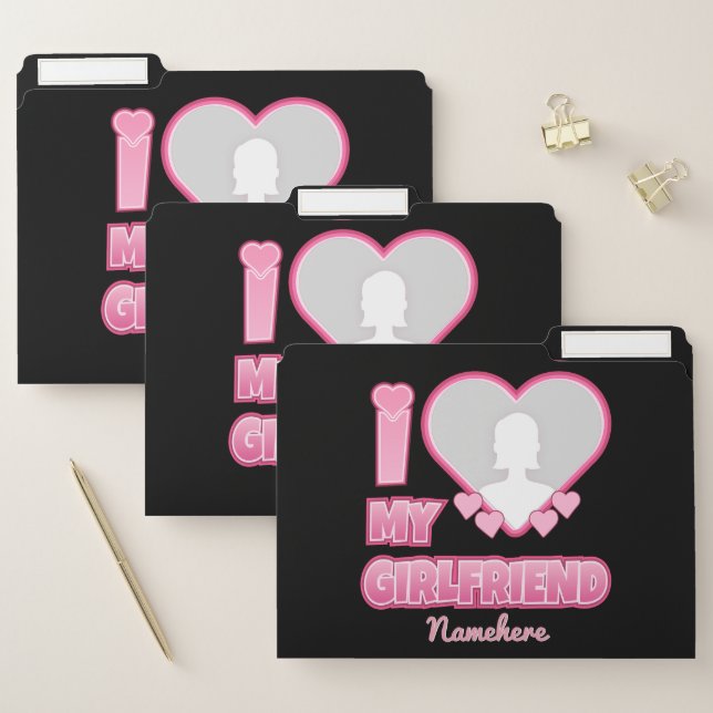 Custom I Love My Girlfriend – Add Photo & Name File Folder (Set)