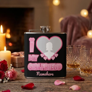 Custom I Love My Girlfriend – Add Photo & Name Flask