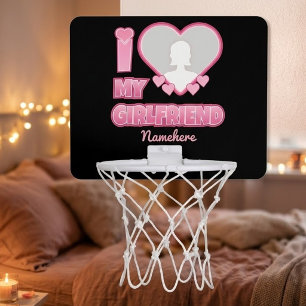 Custom I Love My Girlfriend – Add Photo & Name Mini Basketball Hoop
