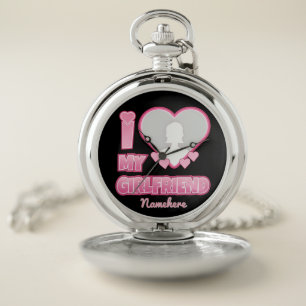 Custom I Love My Girlfriend – Add Photo & Name Pocket Watch