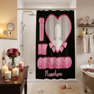 Custom I Love My Girlfriend – Add Photo & Name Shower Curtain