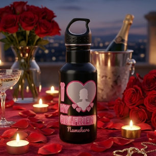 Custom I Love My Girlfriend – Add Photo & Name Stainless Steel Water Bottle