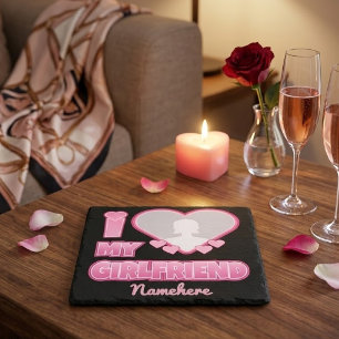 Custom I Love My Girlfriend – Add Photo & Name Trivet