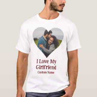 Custom I Love My Girlfriend Heart Photo T-Shirt