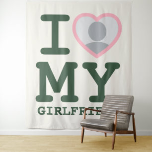 Custom I Love My Girlfriend Photo Funny Meme Tapestry