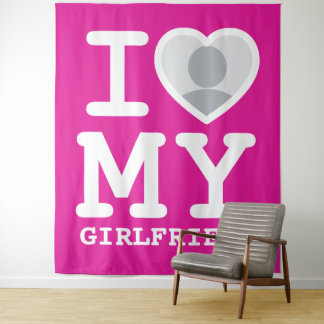 Custom I Love My Girlfriend Photo Funny Meme Tapestry