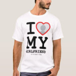 Custom I Love My Girlfriend Photo Text T-Shirt<br><div class="desc">Create your own I Love My Girlfriend Photo Text T-Shirt with this modern and funny shirt template featuring a cool slab serif font and girlfriend photo into a huge red heart. Add your own photo, your name or any personalized text. The "I love My Girlfriend" t-shirt design is inspired by...</div>