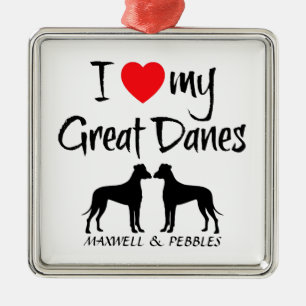 Custom I Love My Great Danes Metal Ornament