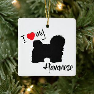 CUSTOM I Love My Havanese Dog Ceramic Ornament