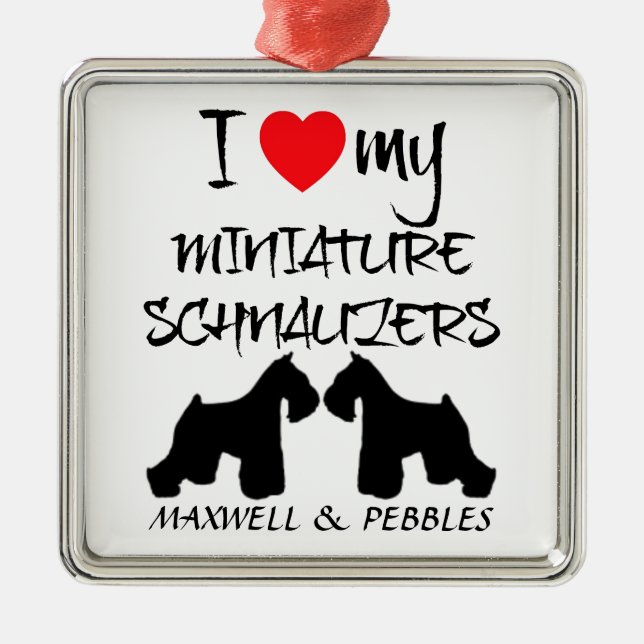 Custom I Love My Miniature Schnauzers Metal Ornament (Front)