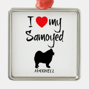 Custom I Love My Samoyed Metal Ornament