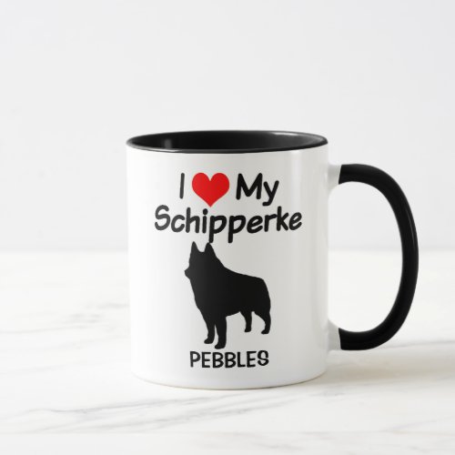 Custom I Love My Schipperke Dog Silhouette Mug