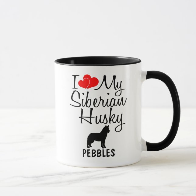 Custom I Love My Siberian Husky Dog Mug (Right)