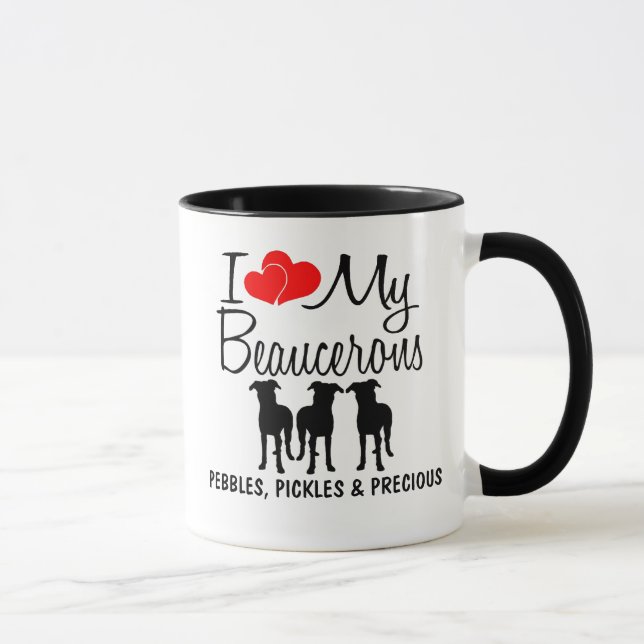 Custom I Love My Three Beaucerons Mug (Right)