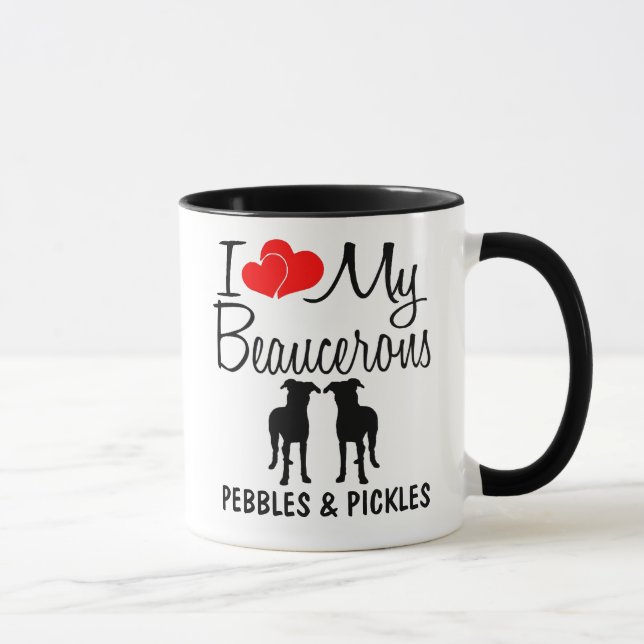 Custom I Love My Two Beaucerons Mug (Right)