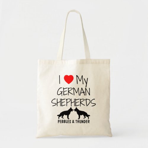 Custom I Love My Two German Shepherds Tote Bag
