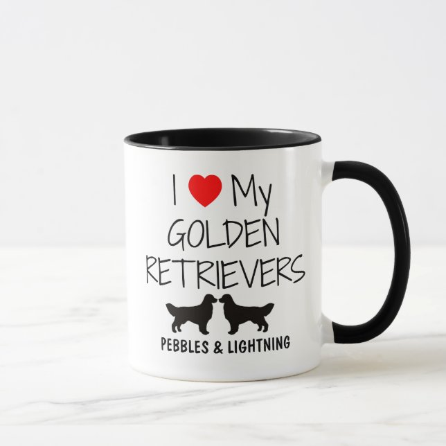 Custom I Love My Two Golden Retrievers Mug (Right)