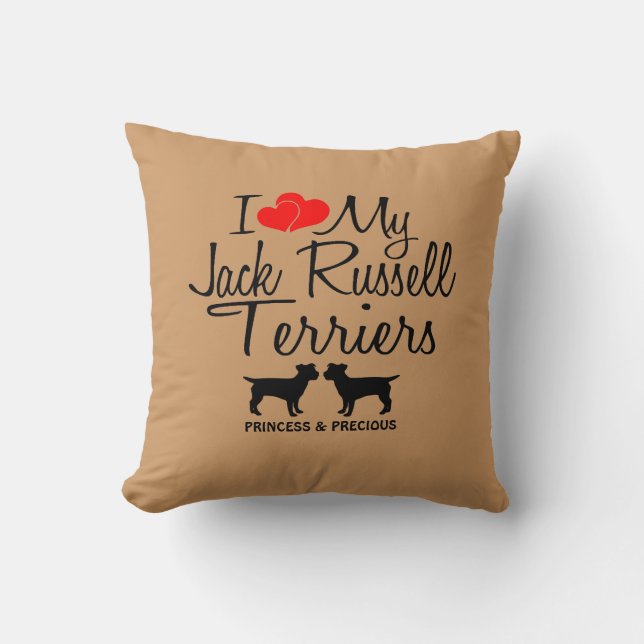 Custom I Love My Two Jack Russell Terriers Throw Pillow (Front)