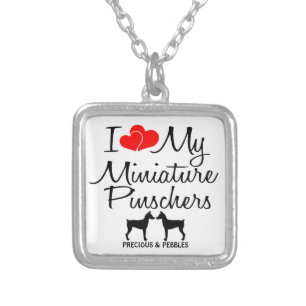 Custom I Love My Two Miniature Pinschers Necklace