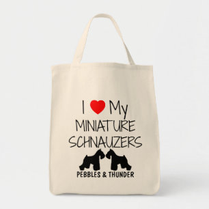 Custom I Love My TWO Miniature Schnauzer Dogs Bag