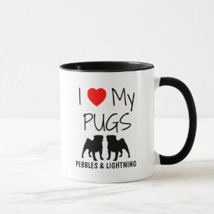 Custom I Love My Two Pugs Mug
