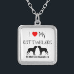 Custom I Love My Two Rottweilers Silver Plated Necklace<br><div class="desc">This custom "I Love My Rottweilers" necklace is perfect for anyone who owns two Rottweilers,  just add your own dog names.</div>