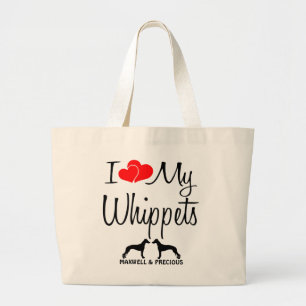 Custom I Love My Two Whippets Bag