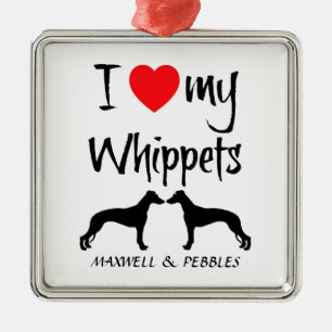 Custom I Love My Whippets Metal Ornament