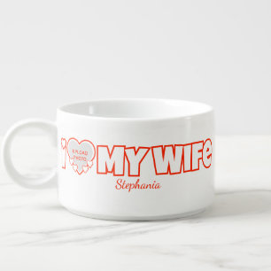 Custom I Love My Wife – Add Name & Photo Bowl