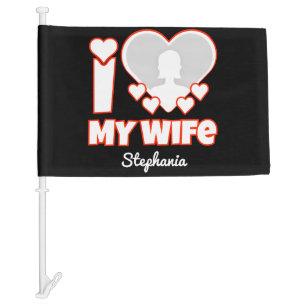 Custom I Love My Wife – Add Name & Photo Car Flag