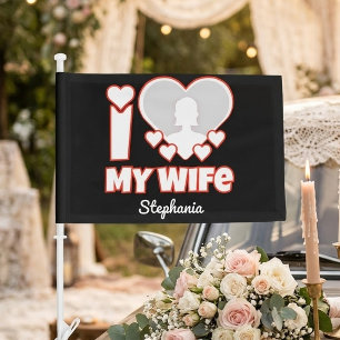 Custom I Love My Wife – Add Name & Photo Car Flag