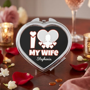 Custom I Love My Wife – Add Name & Photo Compact Mirror