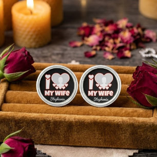 Custom I Love My Wife – Add Name & Photo Cufflinks