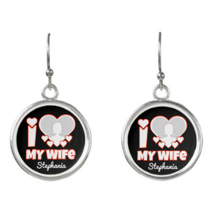 Custom I Love My Wife – Add Name & Photo Earrings