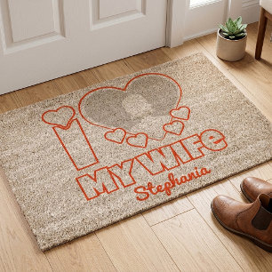 Custom I Love My Wife – Add Name & Photo Fiber Doormat