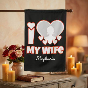 Custom I Love My Wife – Add Name & Photo House Flag