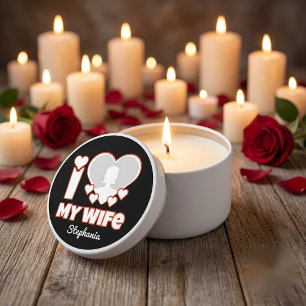 Custom I Love My Wife – Add Name & Photo Mini Candle Favors