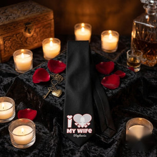 Custom I Love My Wife – Add Name & Photo Neck Tie