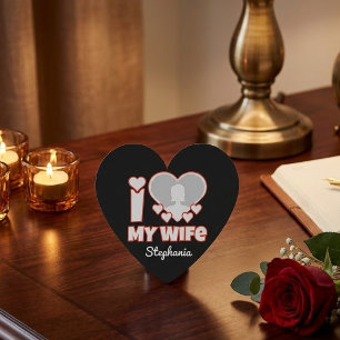 Custom I Love My Wife – Add Name & Photo Paper Coaster