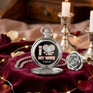 Custom I Love My Wife – Add Name & Photo Pocket Watch