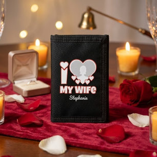 Custom I Love My Wife – Add Name & Photo Tri-fold Wallet