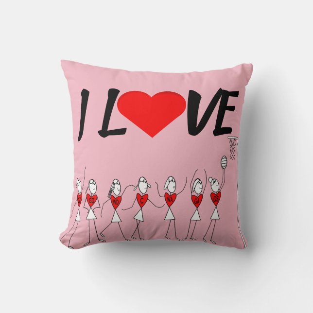 Custom I Love Netball Throw Pillow (Front)