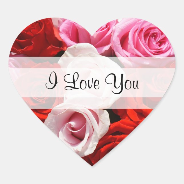 Custom "I Love You" Roses Heart Sticker (Front)