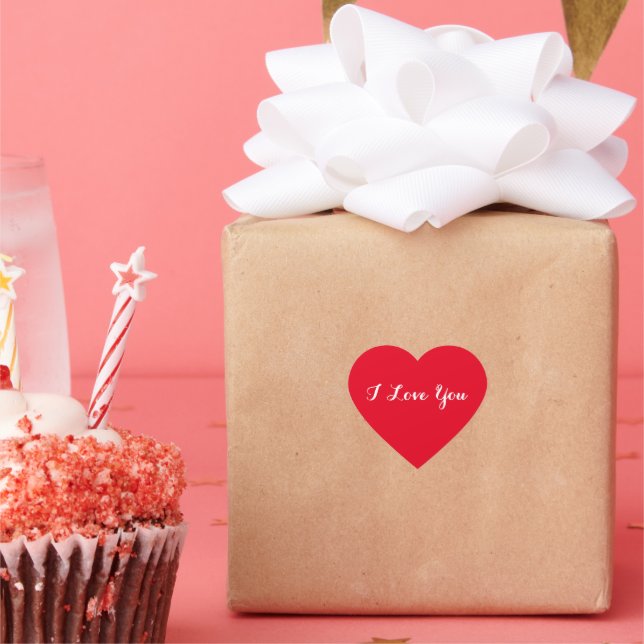 Custom I Love You Valentines Day Red Heart Sticker (Party)