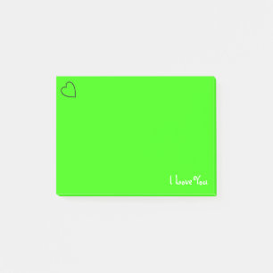 Custom I Love You Vibrant Green Post-it Notes