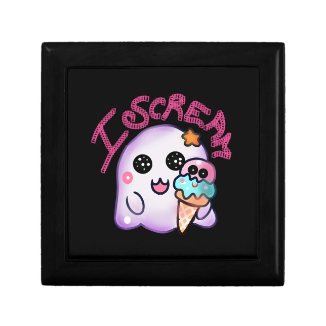 Custom "I Scream" Ghost with Ice Cream Cone Art Gift Box (Front)