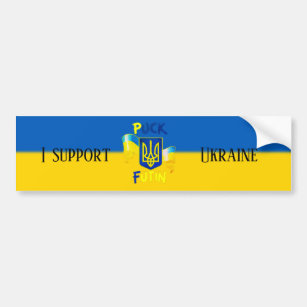 Custom I support Ukraine PUCK FUTIN I stand UA Bumper Sticker