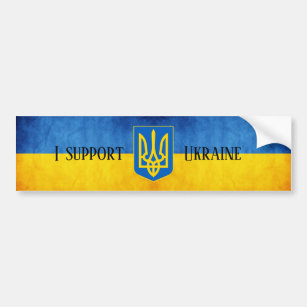 Custom I support Ukraine UKRAINIAN FLAG I stand UA Bumper Sticker