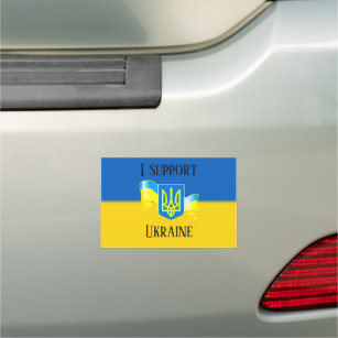 Custom I support Ukraine UKRAINIAN FLAG I stand UA Car Magnet