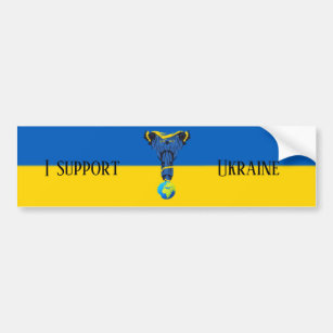 Custom I support Ukraine UKRAINIAN FLAG Victory UA Bumper Sticker